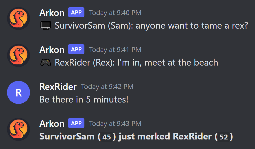 A map chat channel with in-game chat, a Discord reply and a kill feed line