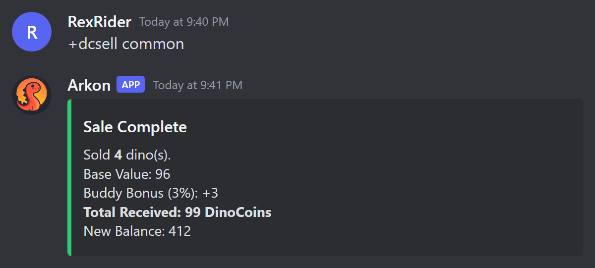 Sale complete message