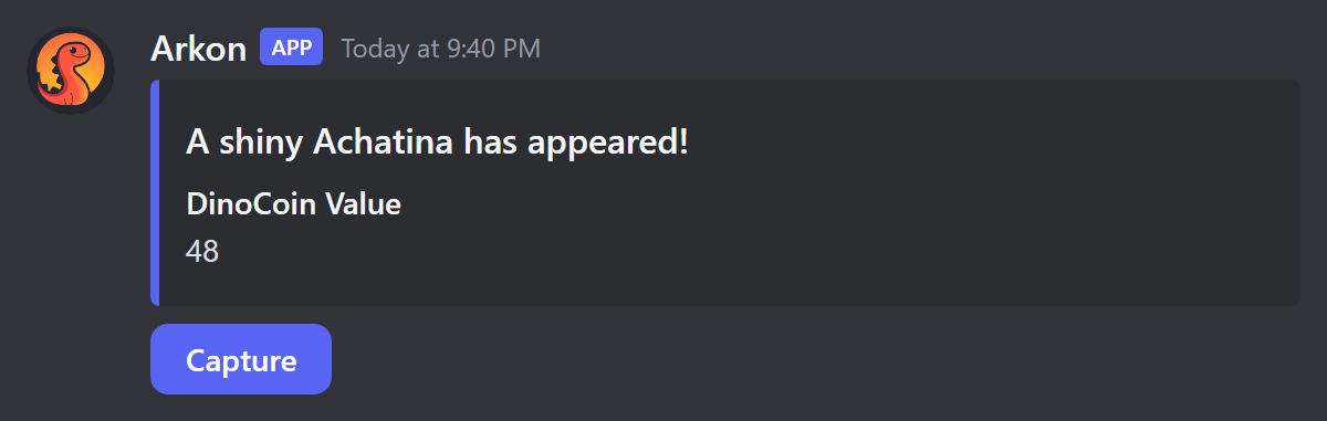 A dino spawn message