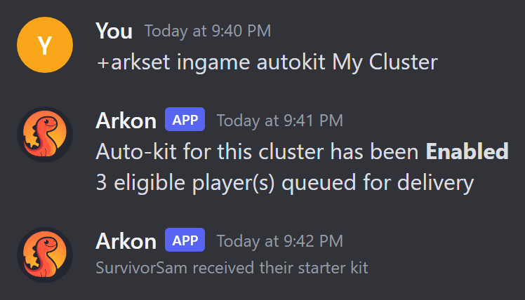Turning on auto-kit and a player receiving the kit