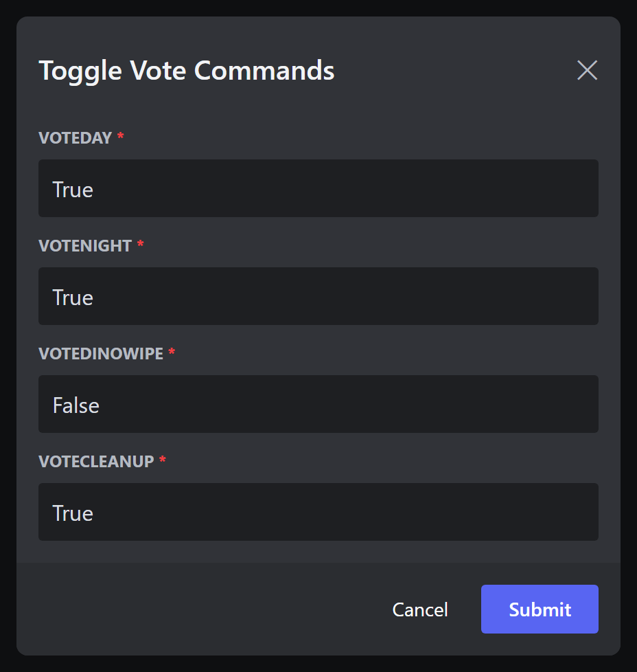 The MapVotes popup