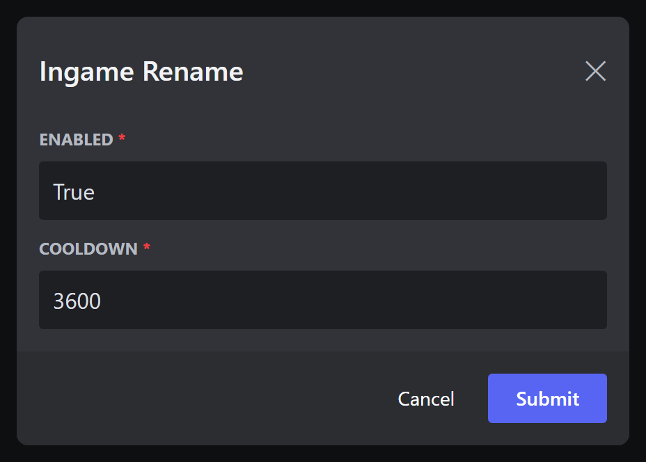 The Ingame Rename popup