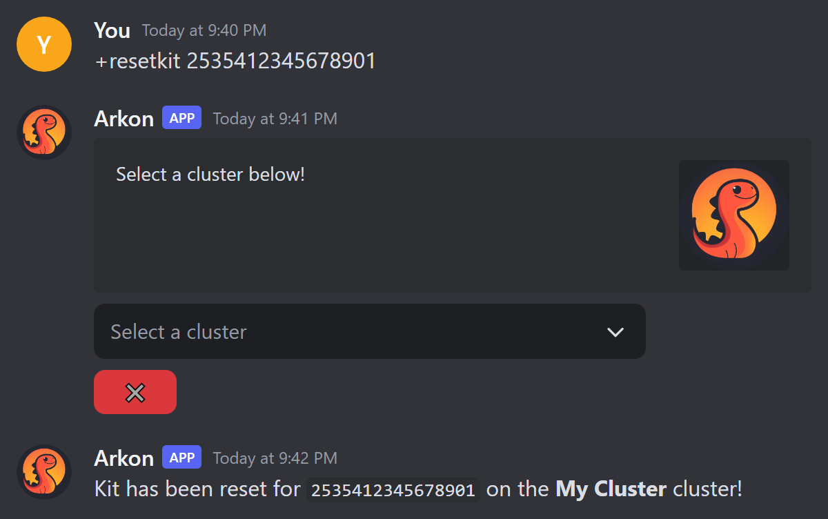 The resetkit cluster picker
