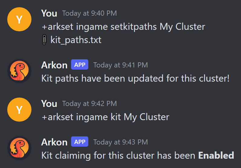 Uploading kit_paths.txt, then turning the kit on