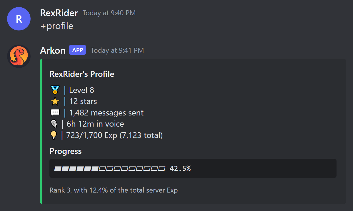 A member profile shown as an embed