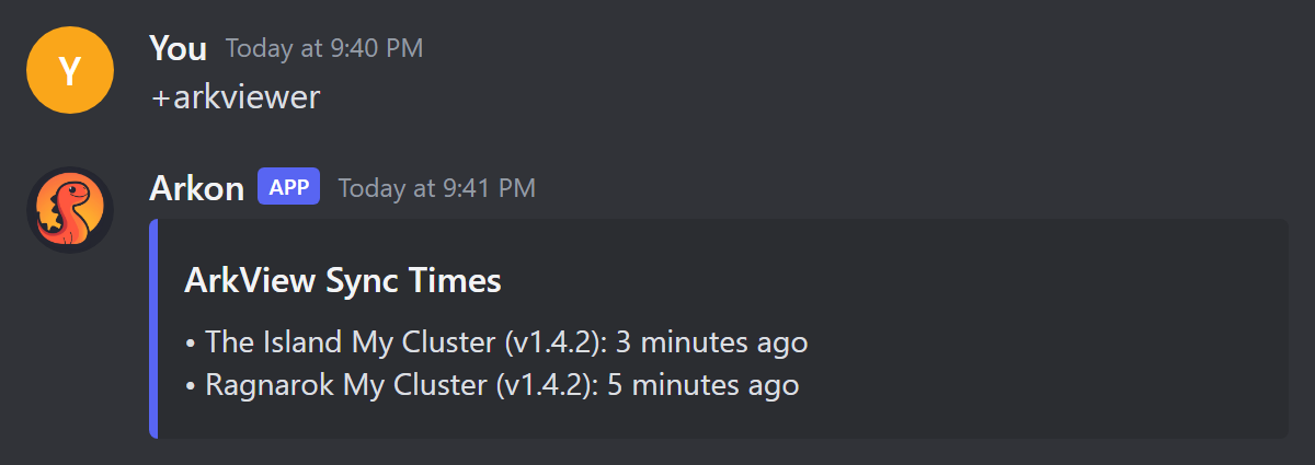 The ArkView Sync Times list with one line per server