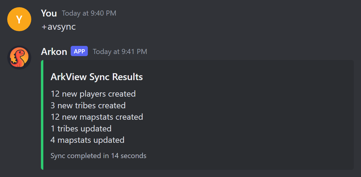 The ArkView Sync Results summary