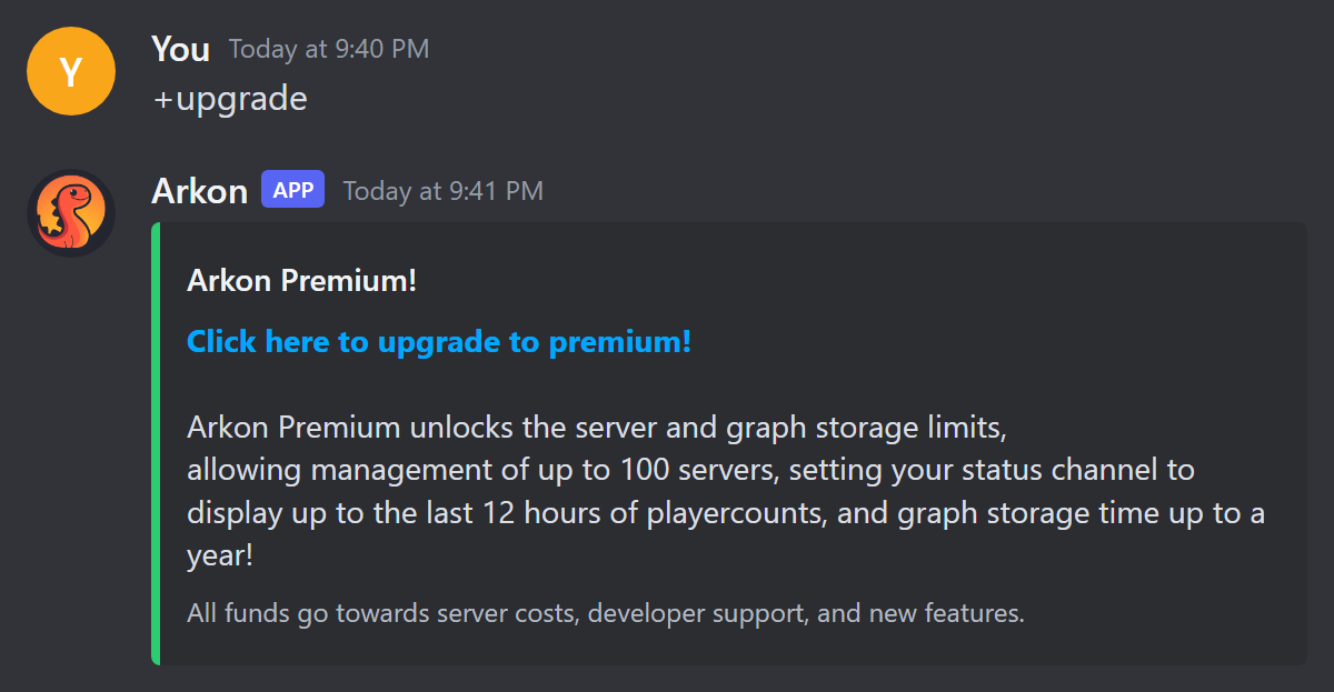 The upgrade message