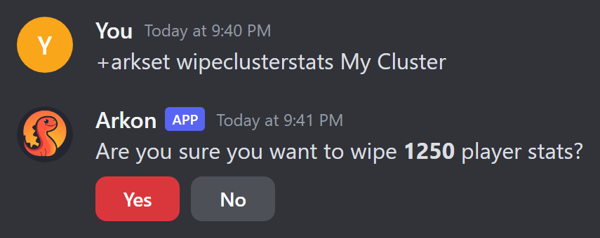 The wipe confirmation with Yes and No buttons