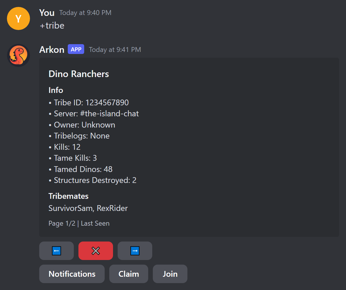 The +tribe menu with Notifications, Claim and Join buttons